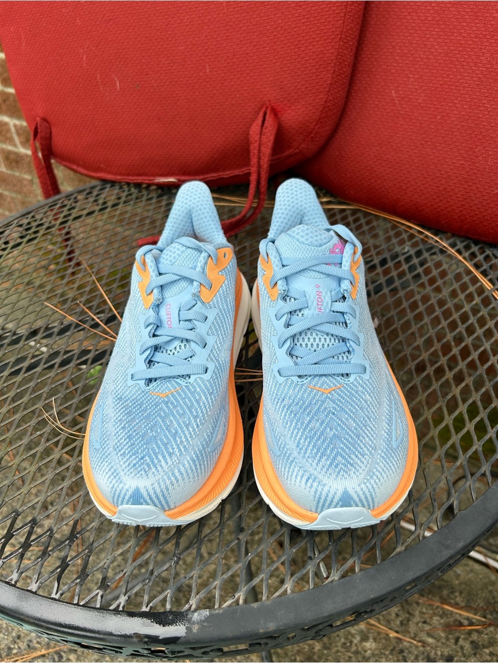 Hoka Women's Light Blue and Orange Running Shoes